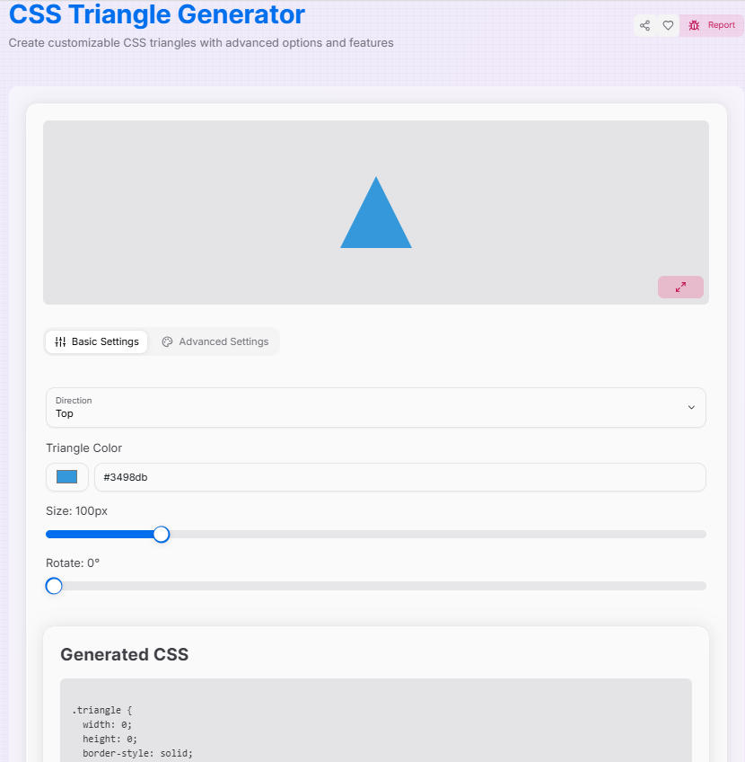 CSS Triangle Generator Interface Preview