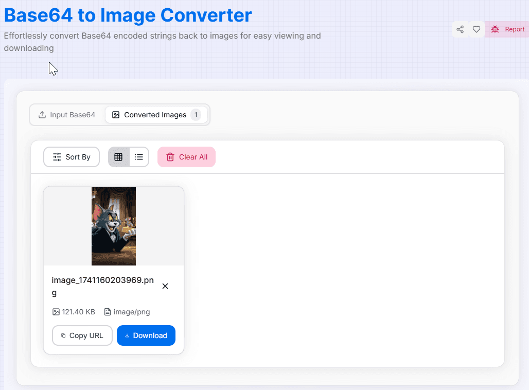 Base64 to Image Converter Interface - Results