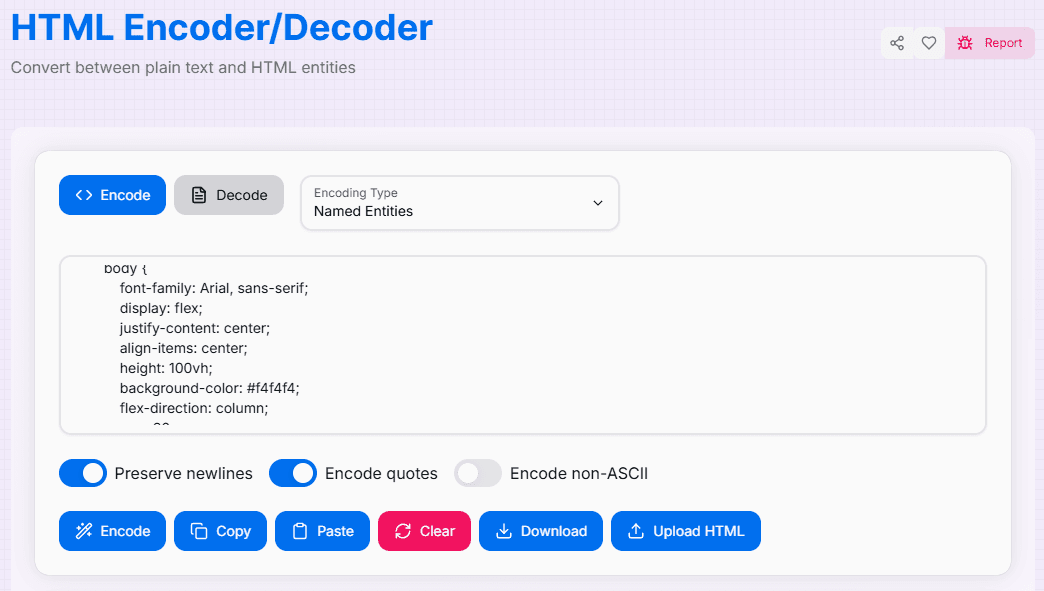 HTML Encoder/Decoder | Encode & Decode Text | WebToolsCenter